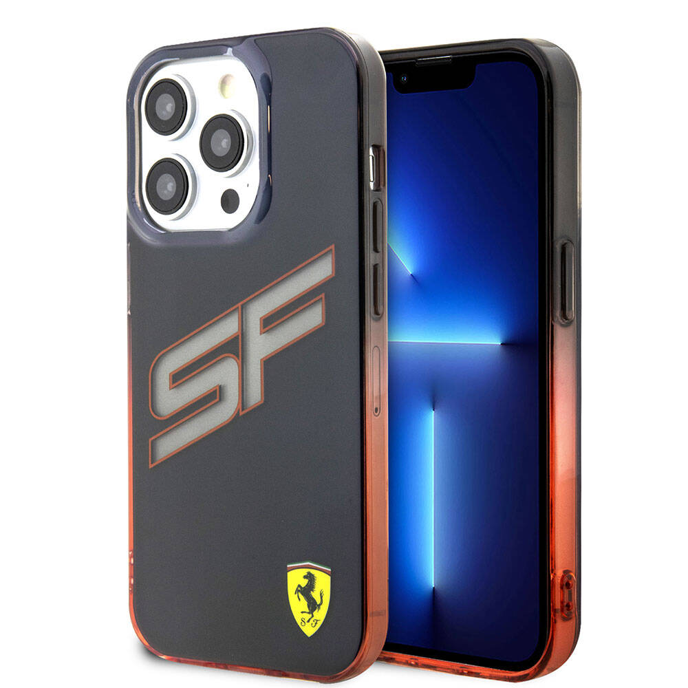 Apple iPhone 15 Pro Kılıf Ferrari Orjinal Lisanslı Transparan SF Yazılı Kenarları Renk Geçişli Kapak - Görsel 2