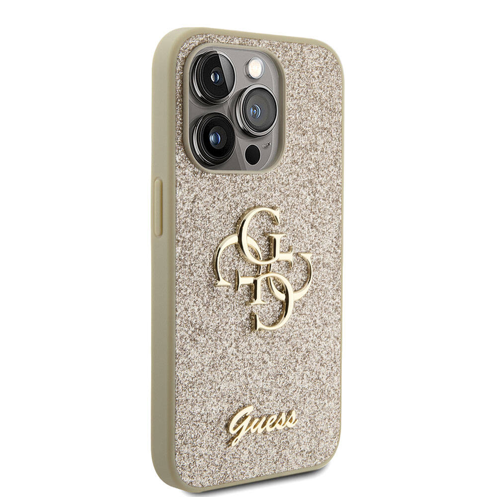 Apple iPhone 15 Pro Kılıf Guess Orjinal Lisanslı 4G Büyük Metal Logolu Glitter Kapak - Görsel 4