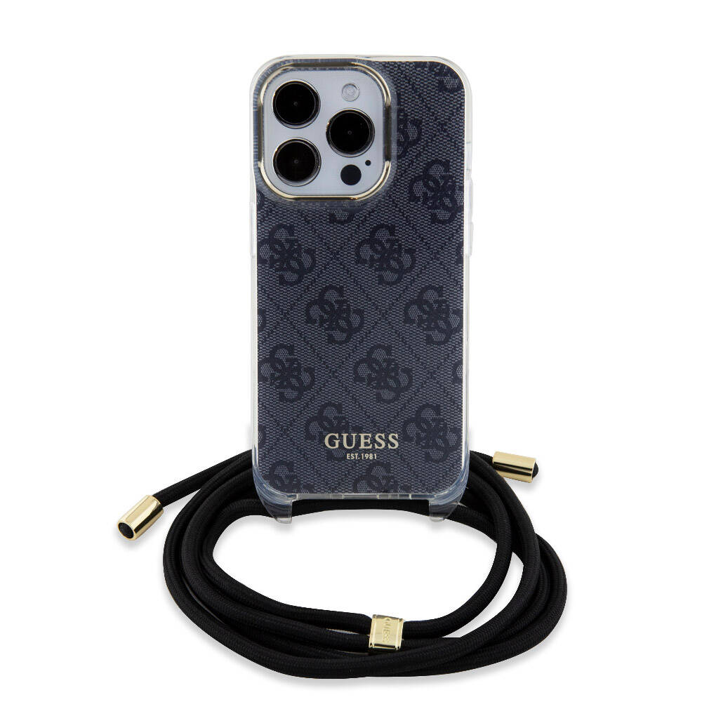 Apple iPhone 15 Pro Kılıf Guess Orjinal Lisanslı Çapraz Kordon 4G Desenli Kapak - Görsel 2