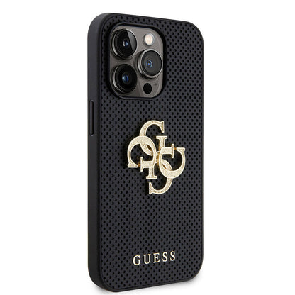 Apple iPhone 15 Pro Kılıf Guess Orjinal Lisanslı Delikli Yazı ve 4G Glitter Büyük Metal Logolu Kapak - Görsel 2