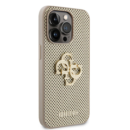 Apple iPhone 15 Pro Kılıf Guess Orjinal Lisanslı Delikli Yazı ve 4G Glitter Büyük Metal Logolu Kapak - Görsel 3