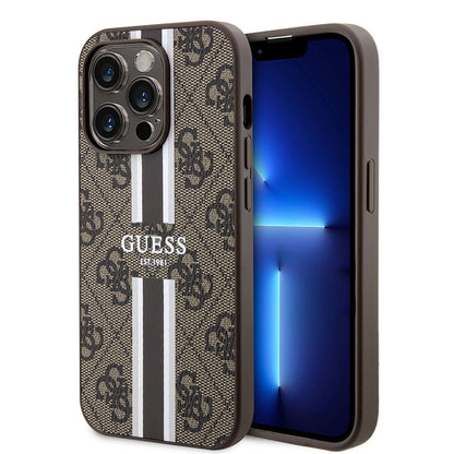 Apple iPhone 15 Pro Kılıf Guess Orjinal Lisanslı M-safe Şarj Özellikli 4G Şerit Tasarımlı Printed Kapak - Görsel 4