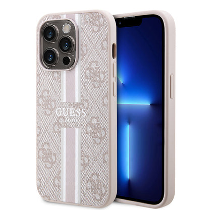 Apple iPhone 15 Pro Kılıf Guess Orjinal Lisanslı M-safe Şarj Özellikli 4G Şerit Tasarımlı Printed Kapak - Görsel 3
