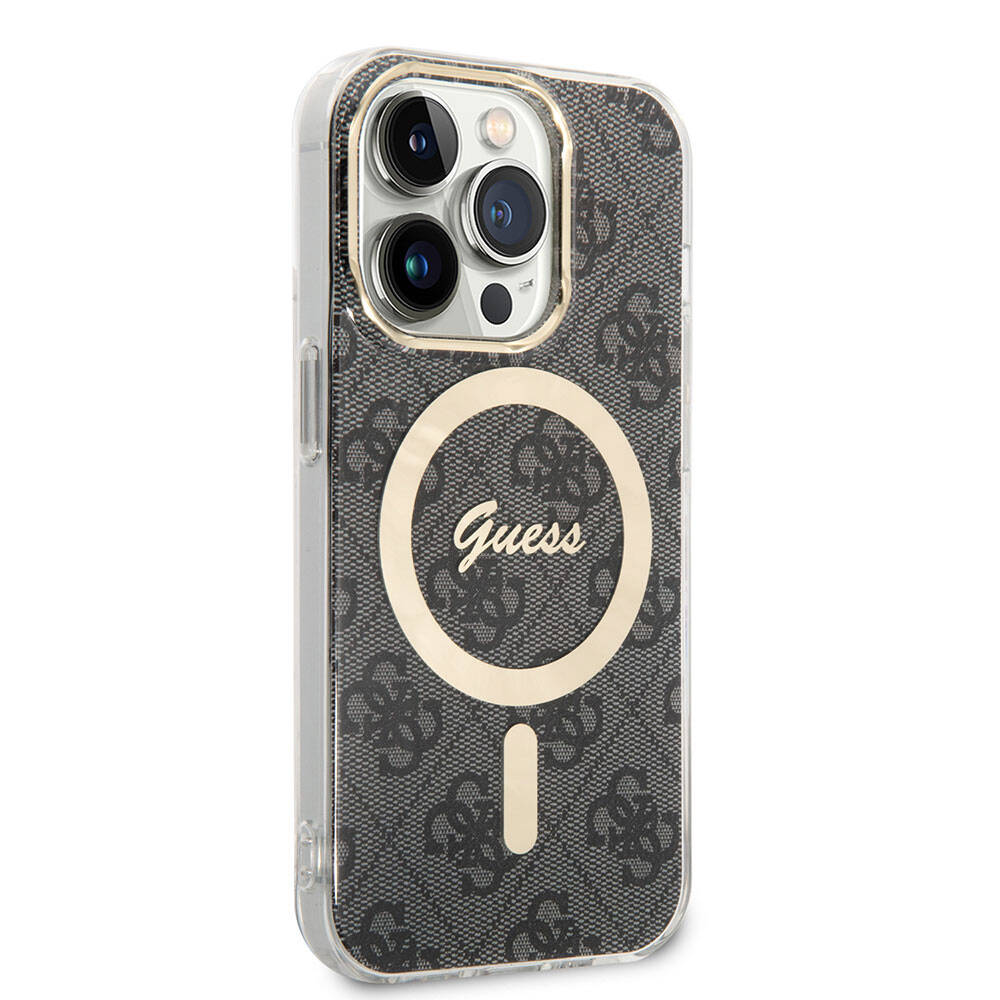 Apple iPhone 15 Pro Kılıf Guess Orjinal Lisanslı M-safe Şarj Özellikli Yazı Logolu 4G Desenli Kapak - Görsel 2