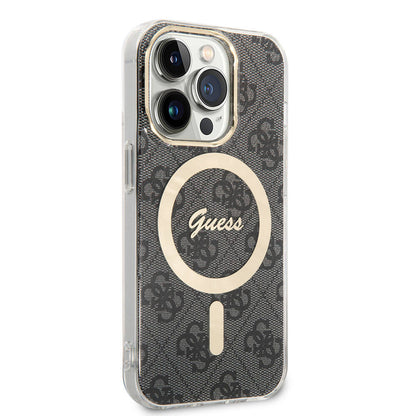 Apple iPhone 15 Pro Kılıf Guess Orjinal Lisanslı M-safe Şarj Özellikli Yazı Logolu 4G Desenli Kapak - Görsel 2