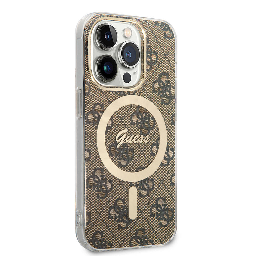Apple iPhone 15 Pro Kılıf Guess Orjinal Lisanslı M-safe Şarj Özellikli Yazı Logolu 4G Desenli Kapak - Görsel 3