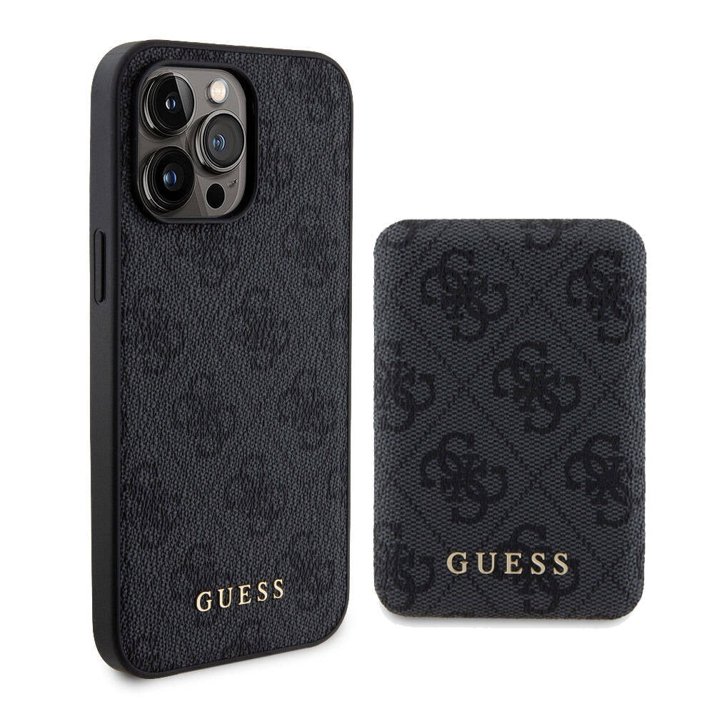Apple iPhone 15 Pro Kılıf Guess Orjinal Lisanslı M-safe Şarj Özellikli Yazı Logolu 4G Desenli Kapak + Powerbank 5000mAh 2in1 Set - Görsel 3