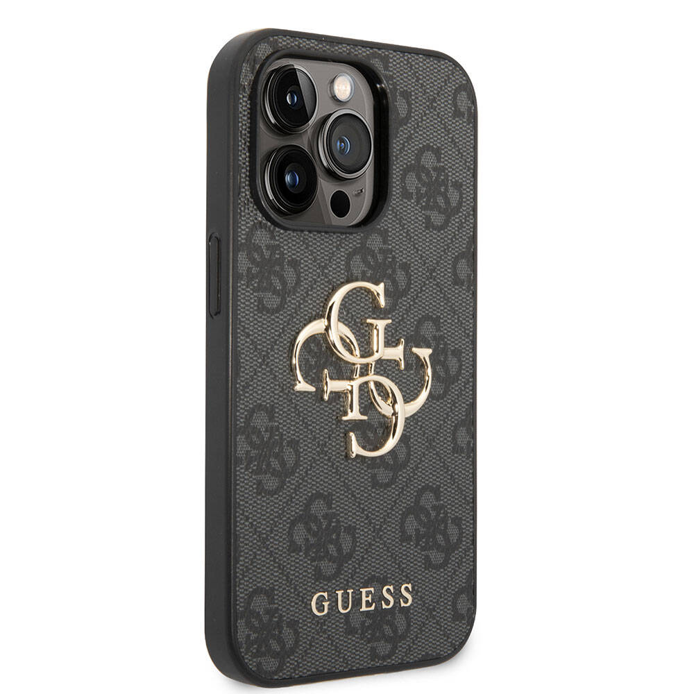 Apple iPhone 15 Pro Kılıf Guess Orjinal Lisanslı PU Deri Yazı ve 4G Metal Logolu Desenli Kapak - Görsel 3