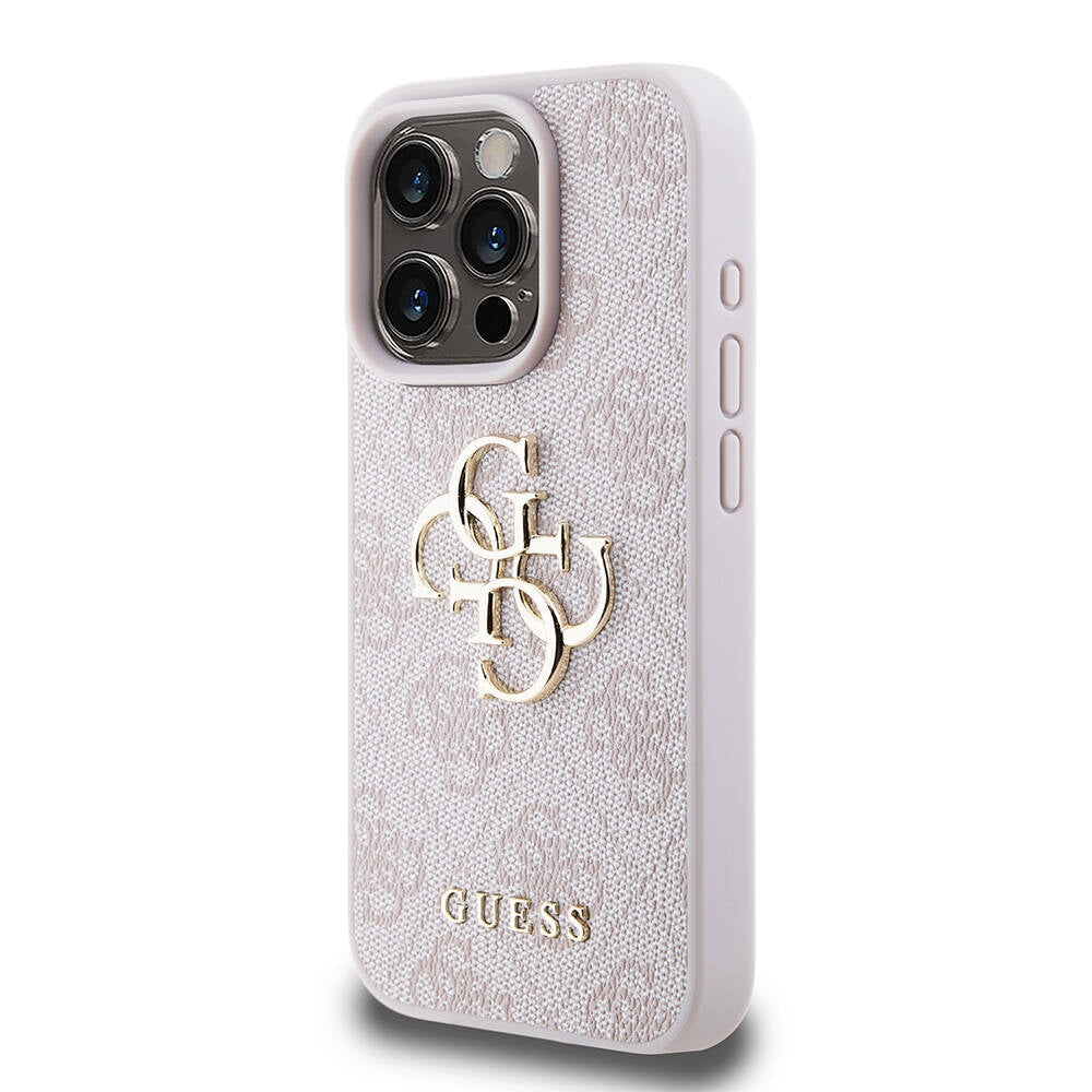 Apple iPhone 15 Pro Kılıf Guess Orjinal Lisanslı PU Deri Yazı ve 4G Metal Logolu Desenli Kapak - Görsel 4