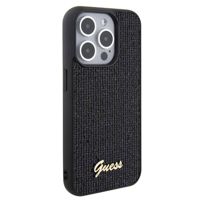 Apple iPhone 15 Pro Kılıf Guess Orjinal Lisanslı Yazı Logolu Disco Script Metal Kapak - Görsel 2