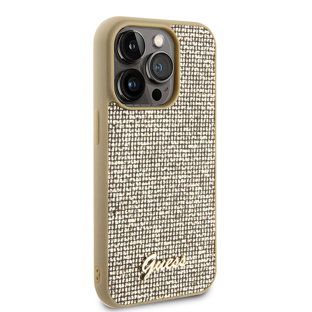 Apple iPhone 15 Pro Kılıf Guess Orjinal Lisanslı Yazı Logolu Disco Script Metal Kapak - Görsel 3