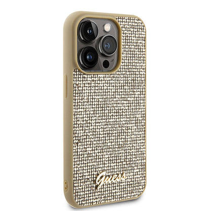 Apple iPhone 15 Pro Kılıf Guess Orjinal Lisanslı Yazı Logolu Disco Script Metal Kapak - Görsel 3