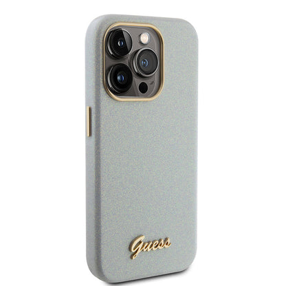 Apple iPhone 15 Pro Kılıf Guess Orjinal Lisanslı Yazı Logolu Glitter Glossy Script Kapak - Görsel 5