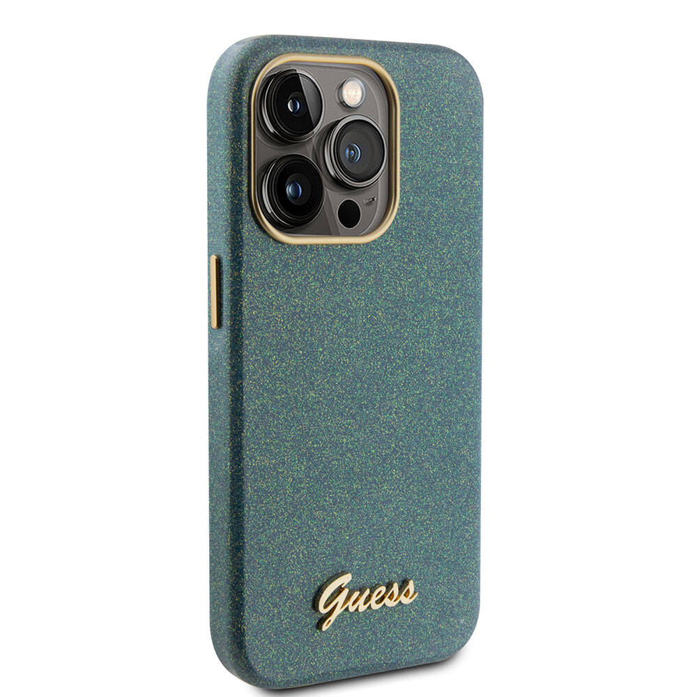 Apple iPhone 15 Pro Kılıf Guess Orjinal Lisanslı Yazı Logolu Glitter Glossy Script Kapak - Görsel 4