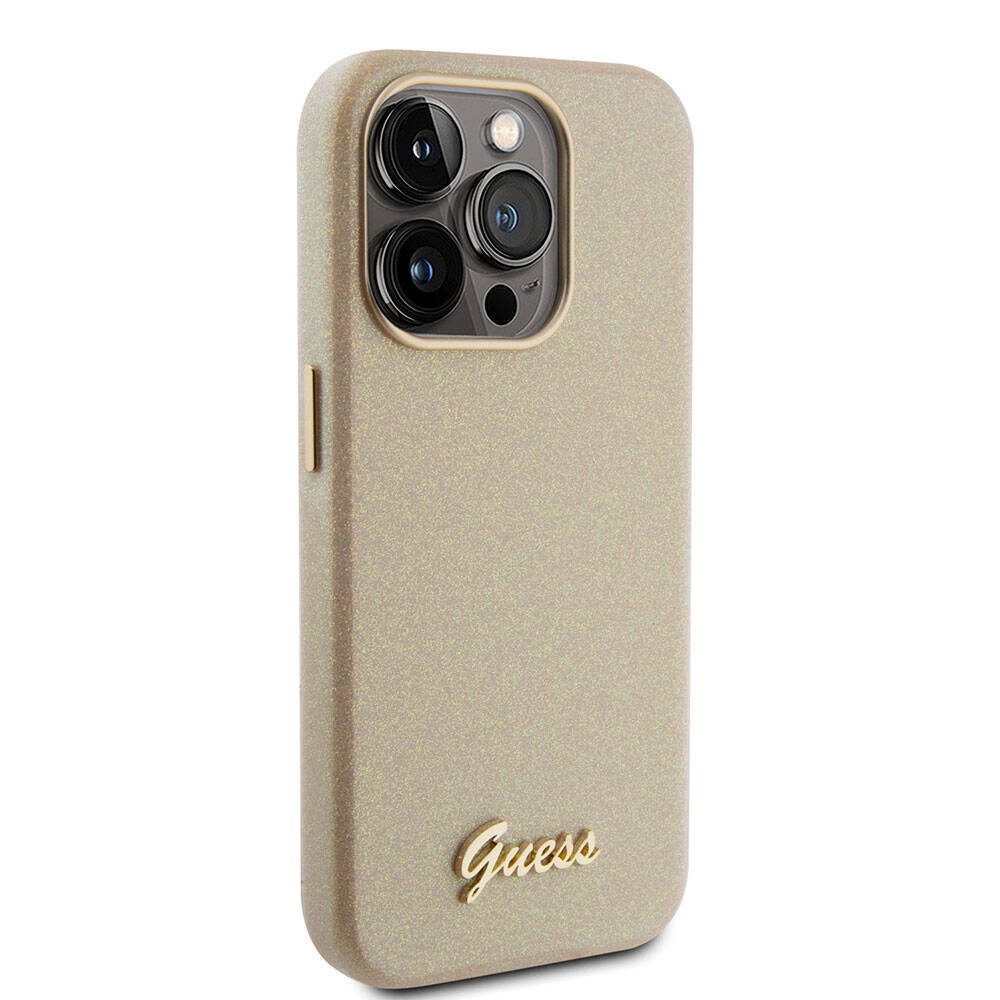 Apple iPhone 15 Pro Kılıf Guess Orjinal Lisanslı Yazı Logolu Glitter Glossy Script Kapak - Görsel 3