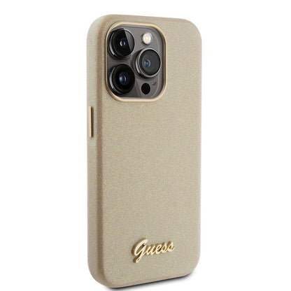 Apple iPhone 15 Pro Kılıf Guess Orjinal Lisanslı Yazı Logolu Glitter Glossy Script Kapak - Görsel 3