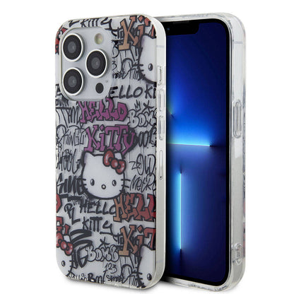 Apple iPhone 15 Pro Kılıf Hello Kitty Orjinal Lisanslı İkonik Logolu Etiket Graffiti Kapak - Görsel 3