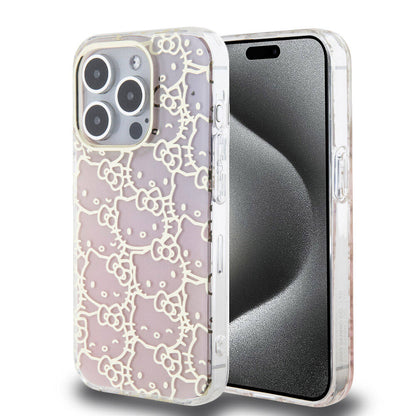 Apple iPhone 15 Pro Kılıf Hello Kitty Orjinal Lisanslı Renk Geçişli Elektroplating Kaplama Kitty Head Desenli Kapak - Görsel 2