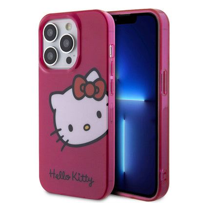 Apple iPhone 15 Pro Kılıf Hello Kitty Orjinal Lisanslı Yazı ve İkonik Logolu Kitty Head Kapak - Görsel 3