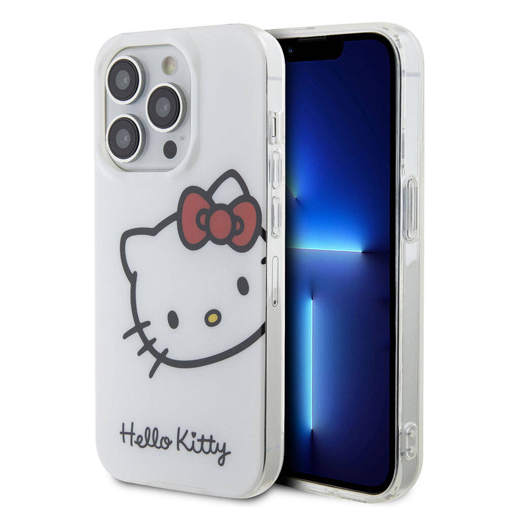 Apple iPhone 15 Pro Kılıf Hello Kitty Orjinal Lisanslı Yazı ve İkonik Logolu Kitty Head Kapak - Görsel 2