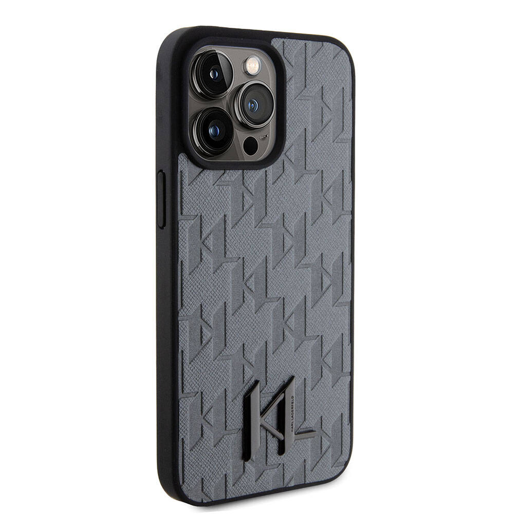 Apple iPhone 15 Pro Kılıf Karl Lagerfeld Hot Stamp K&L Metal Logo Orjinal Lisanslı Kapak - Görsel 3