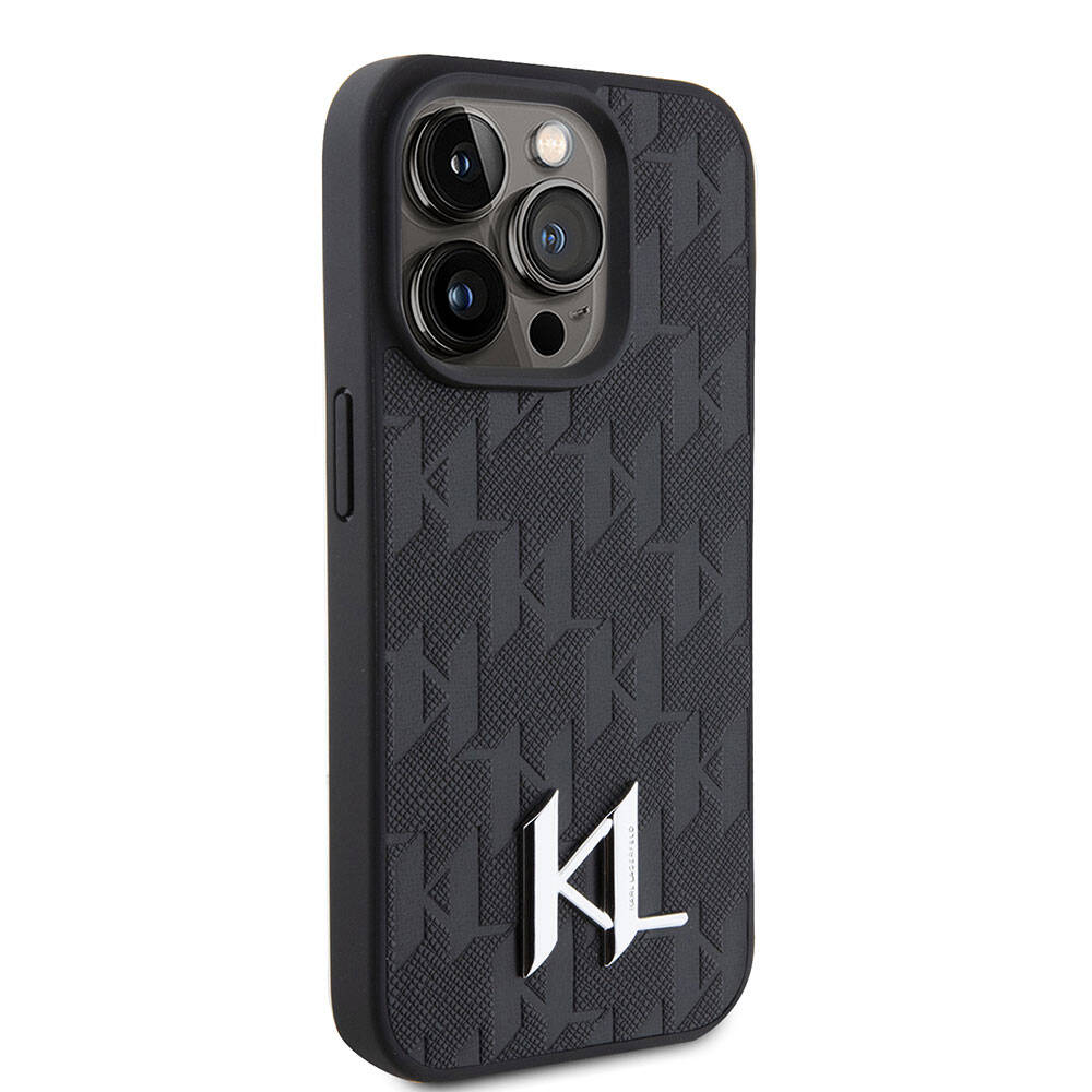 Apple iPhone 15 Pro Kılıf Karl Lagerfeld Hot Stamp K&L Metal Logo Orjinal Lisanslı Kapak - Görsel 2