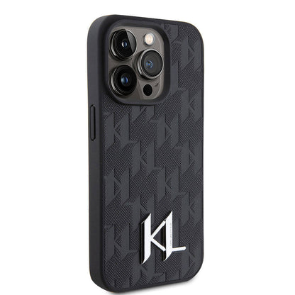 Apple iPhone 15 Pro Kılıf Karl Lagerfeld Hot Stamp K&L Metal Logo Orjinal Lisanslı Kapak - Görsel 2