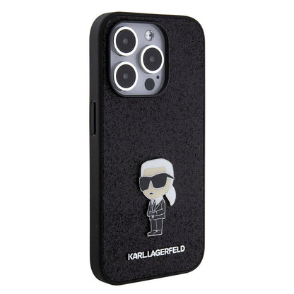 Apple iPhone 15 Pro Kılıf Karl Lagerfeld İkonik Fixed Glitter Metal Logo Orjinal Lisanslı Kapak - Görsel 2