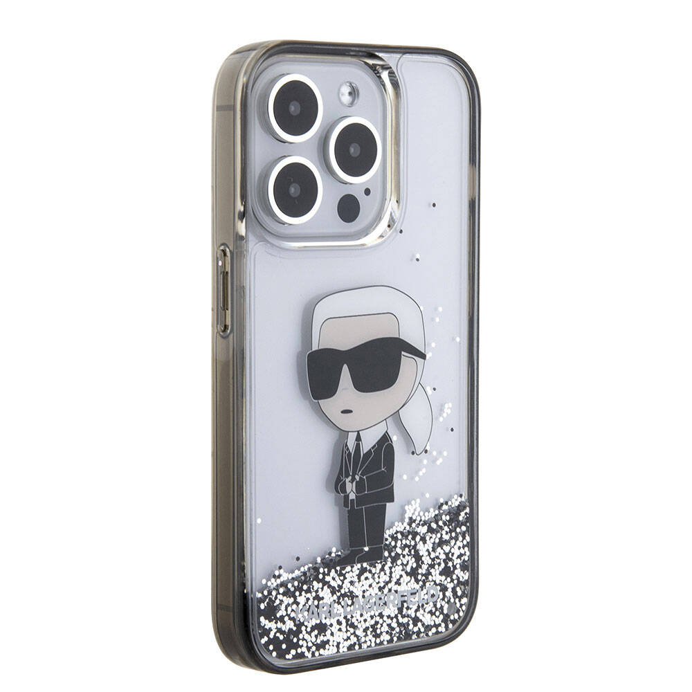 Apple iPhone 15 Pro Kılıf Karl Lagerfeld İkonik Sıvılı Glitter Orjinal Lisanslı Kapak - Görsel 2