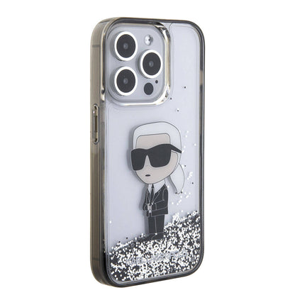 Apple iPhone 15 Pro Kılıf Karl Lagerfeld İkonik Sıvılı Glitter Orjinal Lisanslı Kapak - Görsel 2
