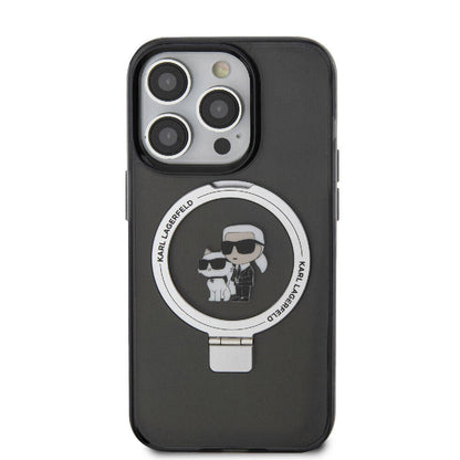 Apple iPhone 15 Pro Kılıf Karl Lagerfeld Orjinal Lisanslı M-safe Şarj Özellikli K&C İkonik Baskılı Ring Standlı Kapak - Görsel 2