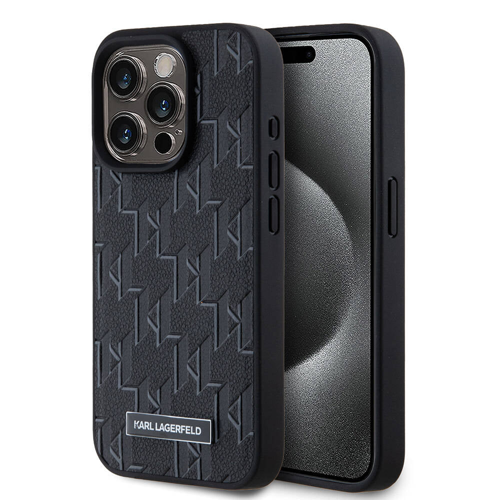 Apple iPhone 15 Pro Kılıf Karl Lagerfeld Orjinal Lisanslı M-safe Şarj Özellikli KL Yazılı Hot Stamp Kapak - Görsel 2