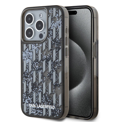 Apple iPhone 15 Pro Kılıf Karl Lagerfeld Orjinal Lisanslı Simli KL Yazılı Monogram Gradıent Kapak - Görsel 2