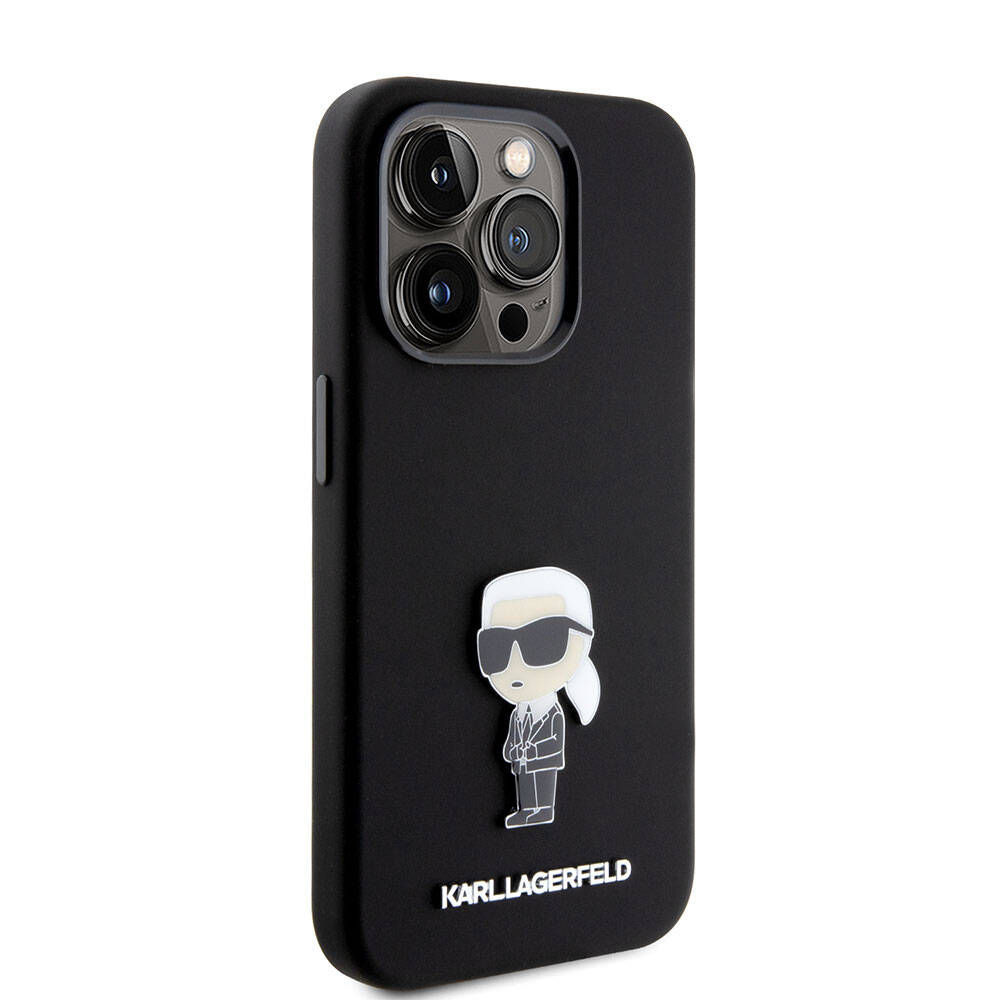 Apple iPhone 15 Pro Kılıf Karl Lagerfeld Silikon İkonik Metal Logo Orjinal Lisanslı Kapak - Görsel 2