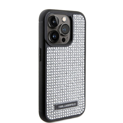 Apple iPhone 15 Pro Kılıf Karl Lagerfeld Taşlı Metal Logo Orjinal Lisanslı Kapak - Görsel 2
