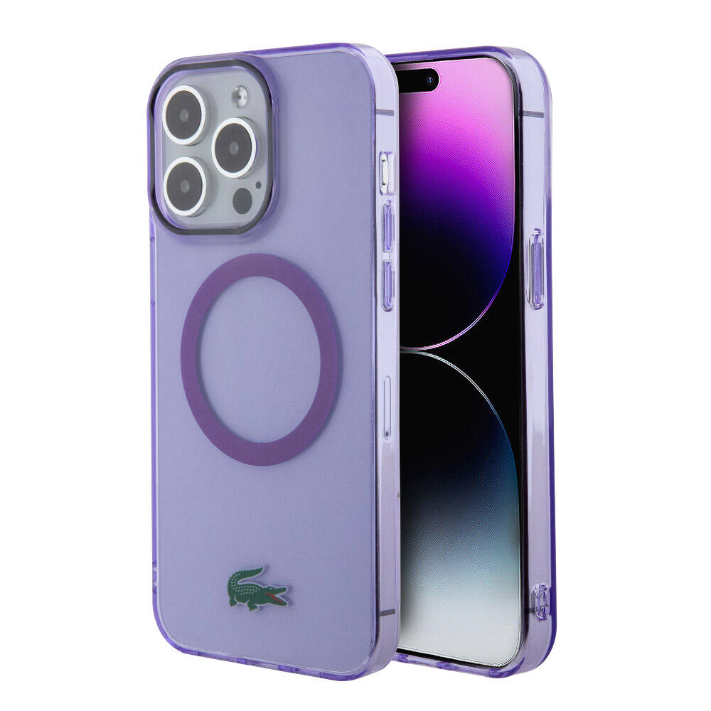 Apple iPhone 15 Pro Kılıf Lacoste Orjinal Lisanslı M-safe Şarj Özellikli İkonik Timsah Logolu Hard Parme Kapak - Görsel 2