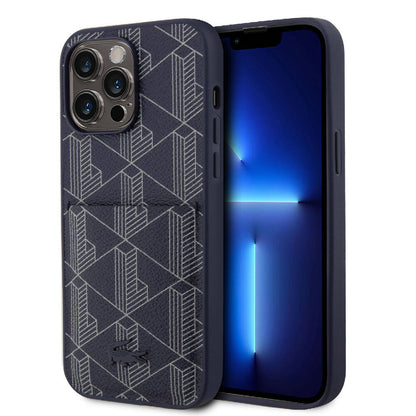 Apple iPhone 15 Pro Kılıf Lacoste Orjinal Lisanslı M-safe Şarj Özellikli PU Deri Görünümlü Kartlıklı Karışık Monogram Desenli Kapak - Görsel 2
