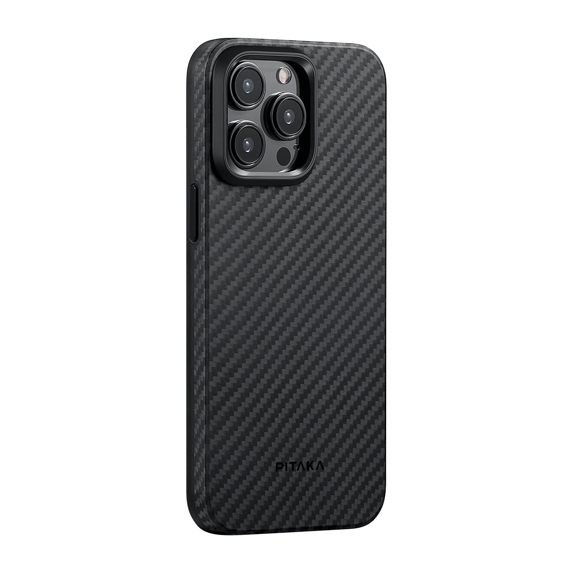 Apple iPhone 15 Pro Kılıf M-safe Şarj Özellikli 1500D Aramid Fiber Pitaka Military-Grade Classic Serisi Black-Grey Twill Kapak - Görsel 2