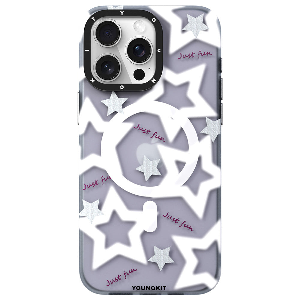 Apple iPhone 15 Pro Kılıf M-safe Şarj Özellikli Airbagli Çift Katmanlı Youngkit Star&Butterfly Serisi Kapak - Görsel 4