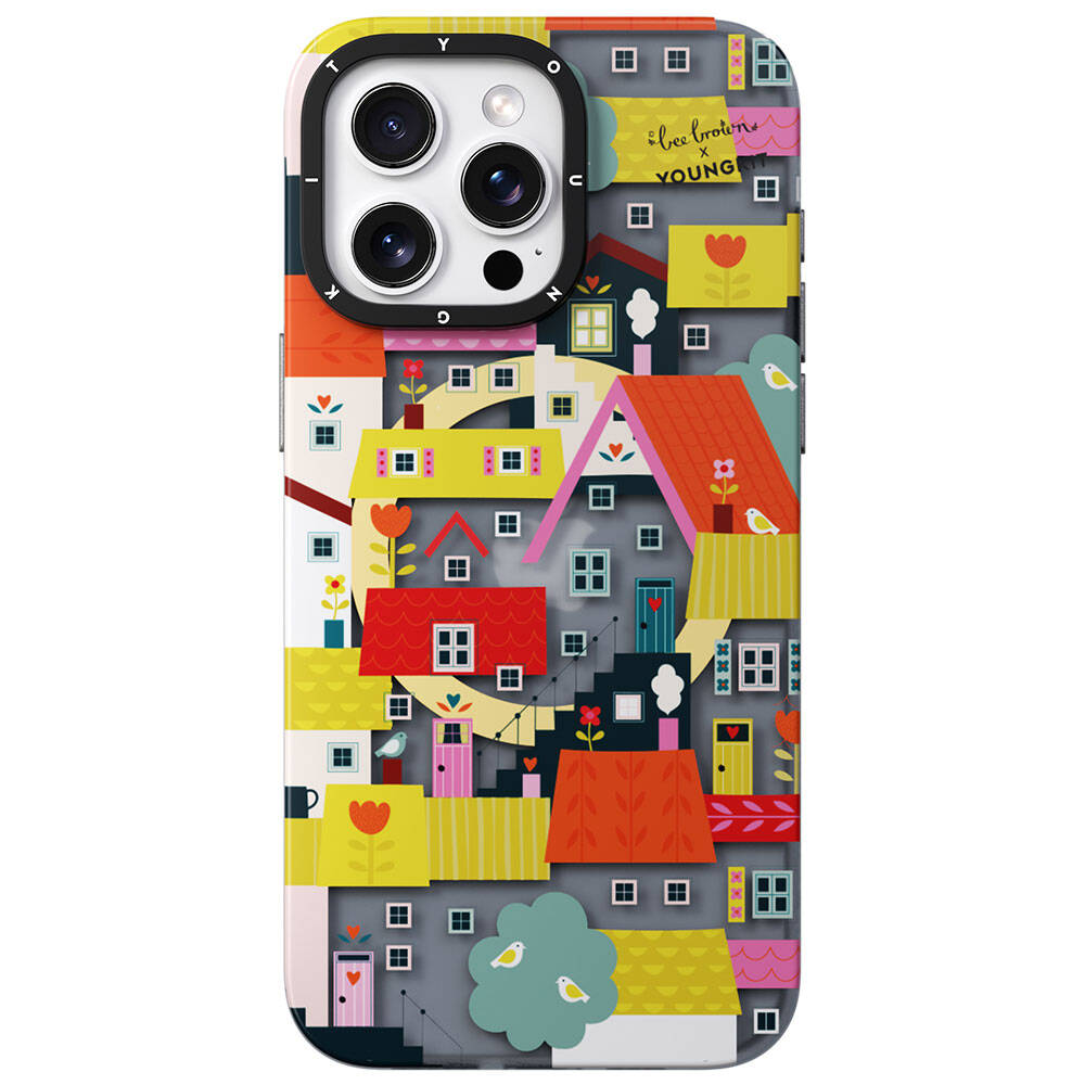 Apple iPhone 15 Pro Kılıf M-safe Şarj Özellikli Bee Brown Tasarımlı Youngkit Colorful Life Serisi Kapak - Görsel 3