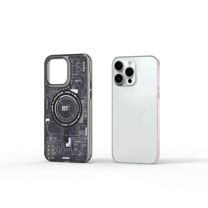 Apple iPhone 15 Pro Kılıf M-safe Şarj Özellikli Desenli Wiwu Mecha Circuit H Serisi Kapak - Görsel 3