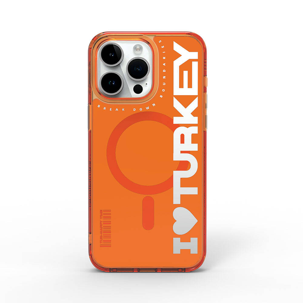 Apple iPhone 15 Pro Kılıf M-safe Şarj Özellikli I Love Turkey Yazı Desenli Wiwu Turkey E Serisi Kapak - Görsel 2
