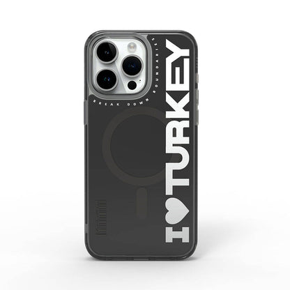 Apple iPhone 15 Pro Kılıf M-safe Şarj Özellikli I Love Turkey Yazı Desenli Wiwu Turkey E Serisi Kapak - Görsel 3