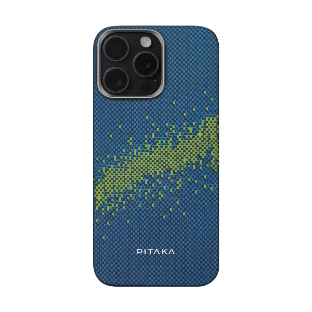 Apple iPhone 15 Pro Kılıf M-safe Şarj Özellikli Lumintex Teknolojili Fosforlu Özellikli Aramid Fiber Pitaka Tactile Woven Starpeak Serisi Milky Way Galaxy Kapak - Görsel 2