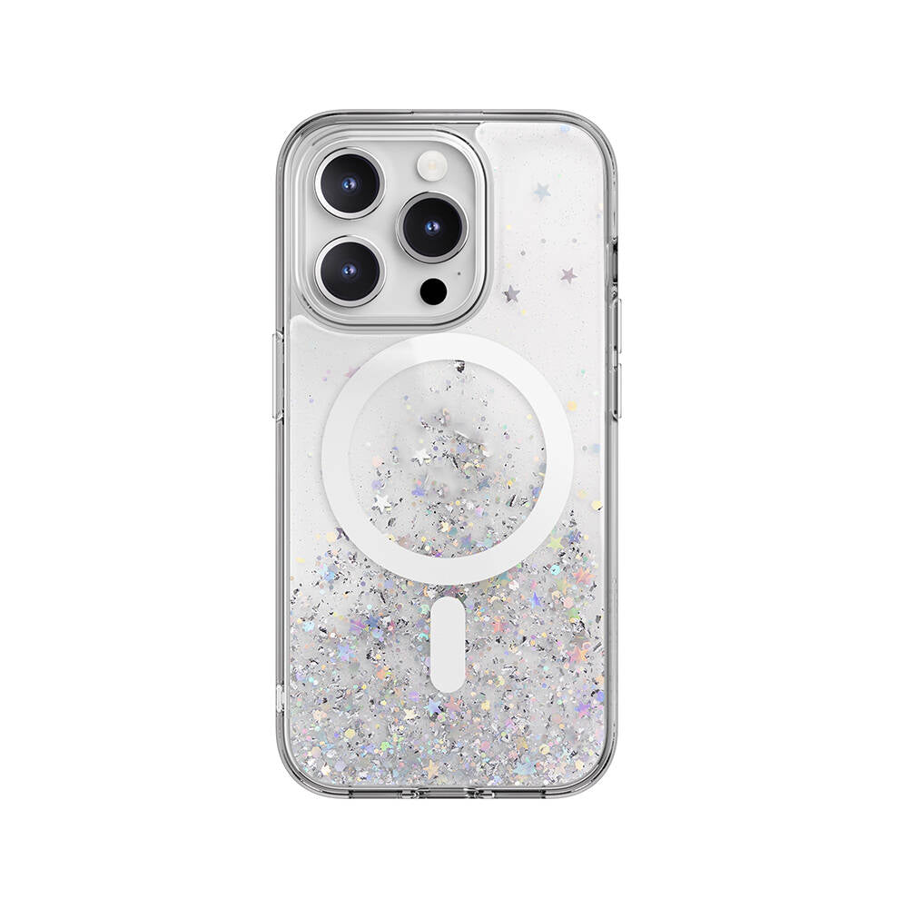 Apple iPhone 15 Pro Kılıf M-safe Şarj Özellikli Parlayan Simli Şeffaf Lisanslı Switcheasy Starfield-M Kapak - Görsel 2