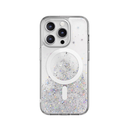 Apple iPhone 15 Pro Kılıf M-safe Şarj Özellikli Parlayan Simli Şeffaf Lisanslı Switcheasy Starfield-M Kapak - Görsel 2