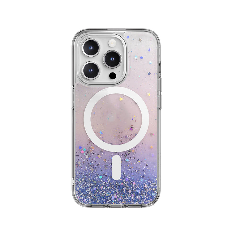 Apple iPhone 15 Pro Kılıf M-safe Şarj Özellikli Parlayan Simli Şeffaf Lisanslı Switcheasy Starfield-M Kapak - Görsel 5