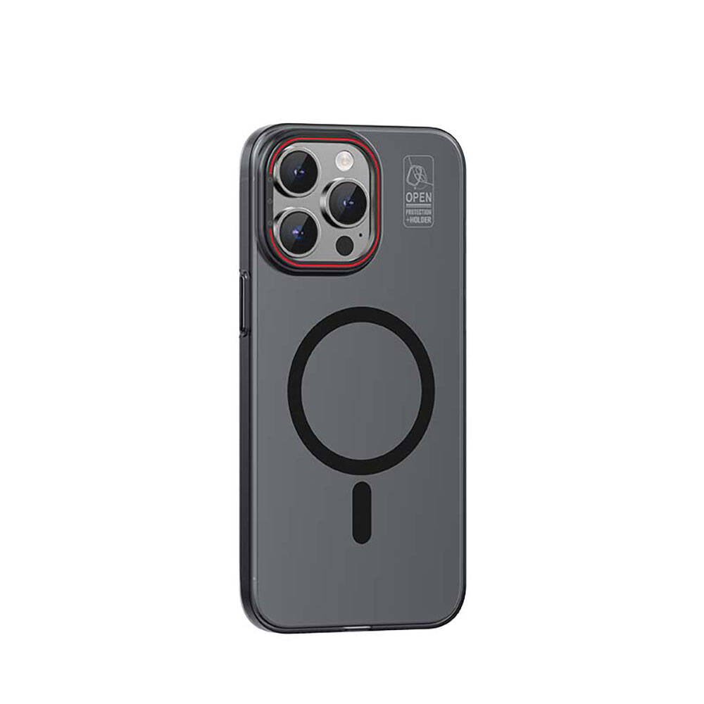 Apple iPhone 15 Pro Kılıf M-safe Şarj Özellikli Standlı Metal Kamera Çerçeveli Mat Recci Glaze Serisi Kapak - Görsel 2