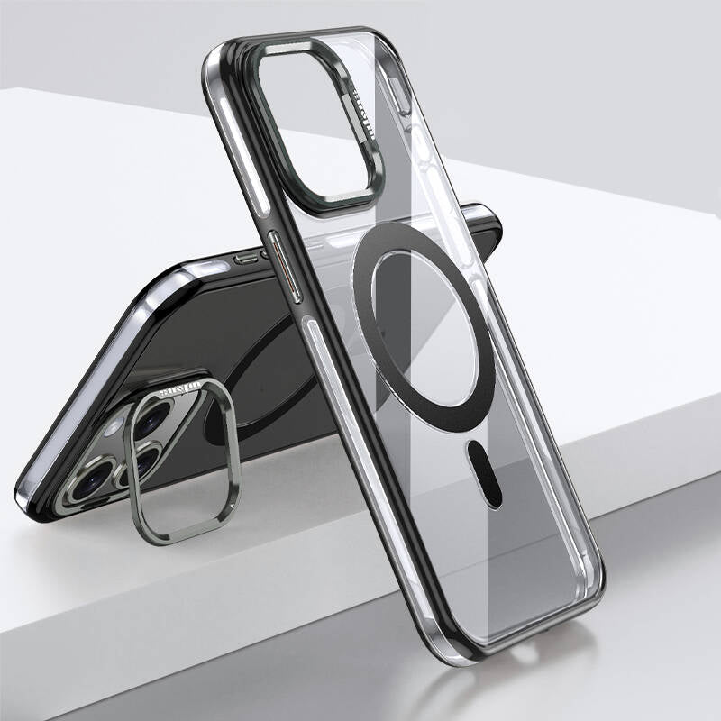 Apple iPhone 15 Pro Kılıf M-safe Şarj Özellikli Wlons Standlı Efsane Kapak - Görsel 2