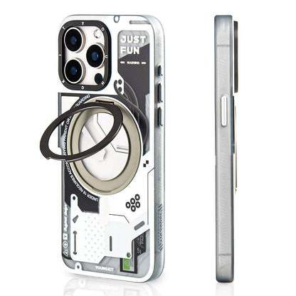 Apple iPhone 15 Pro Kılıf M-safe Şarj Özellikli Youngkit 360° Standlı Starship Serisi Kapak - Görsel 3
